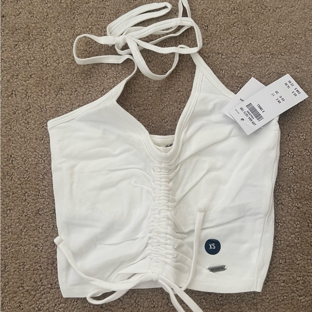 White Ruched Halter Top